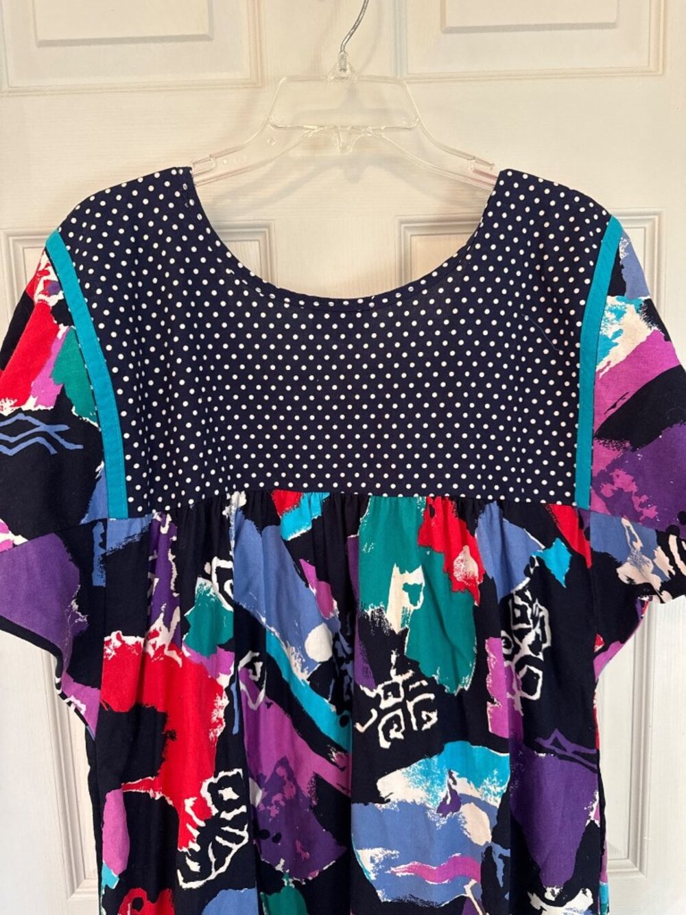 Vintage Appel Muumuu Kaftan Pocket Colorful Summer Boho Beach USA Mumu One Size - Picture 7 of 7